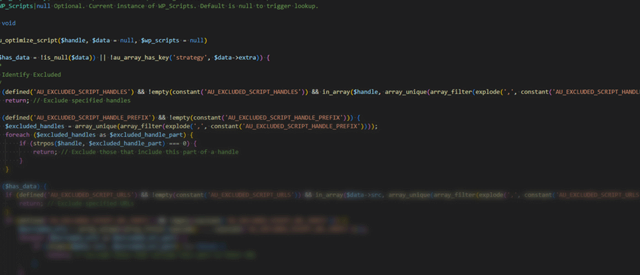 Screenshot of PHP code that fades to a blur.